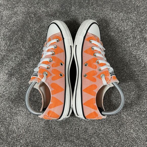 Converse Chuck Taylor All Star OX Low Women’s Size 7.5 Orange Hearts Skate Shoes - Picture 8 of 12